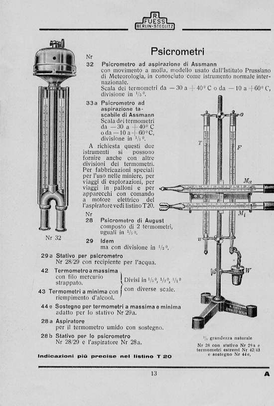 Dal Catalogo Fuess 1932