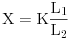 Equazione: [\rm X = K \frac{L_1}{L_2}]