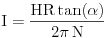 Equazione: [{\rm I = \frac{HR\tan(\alpha)}{2\pi\, N}}]