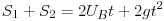 Equazione: [S_1 + S_2 = 2U<sub>B</sub>t +2gt^2]