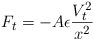 Equazione: [F_t=-A\epsilon\frac{V^2_t}{x^2}]