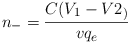 Equazione: [n_{-} = \frac{C(V_1 - V_2)}{vq_e}]